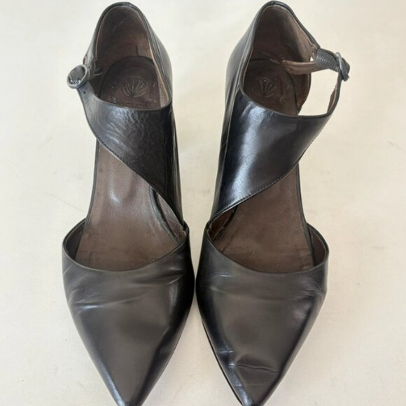 Coclico Black Leather D'orsay Block 2.75” Heels Pointed Toe Made Spain Women 8.5 - Picture 1 of 2